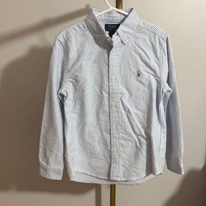 Polo by Ralph Lauren Men's White and Blue Striped Shirt